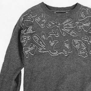 Banana Republic Floral Applique Gray Sweatshirt